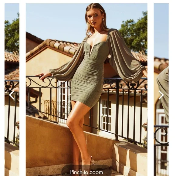 Selfie Leslie | Dresses | Good Vibes Long Sleeve Deep Vneckline Ruched Homecoming  Dress | Poshmark